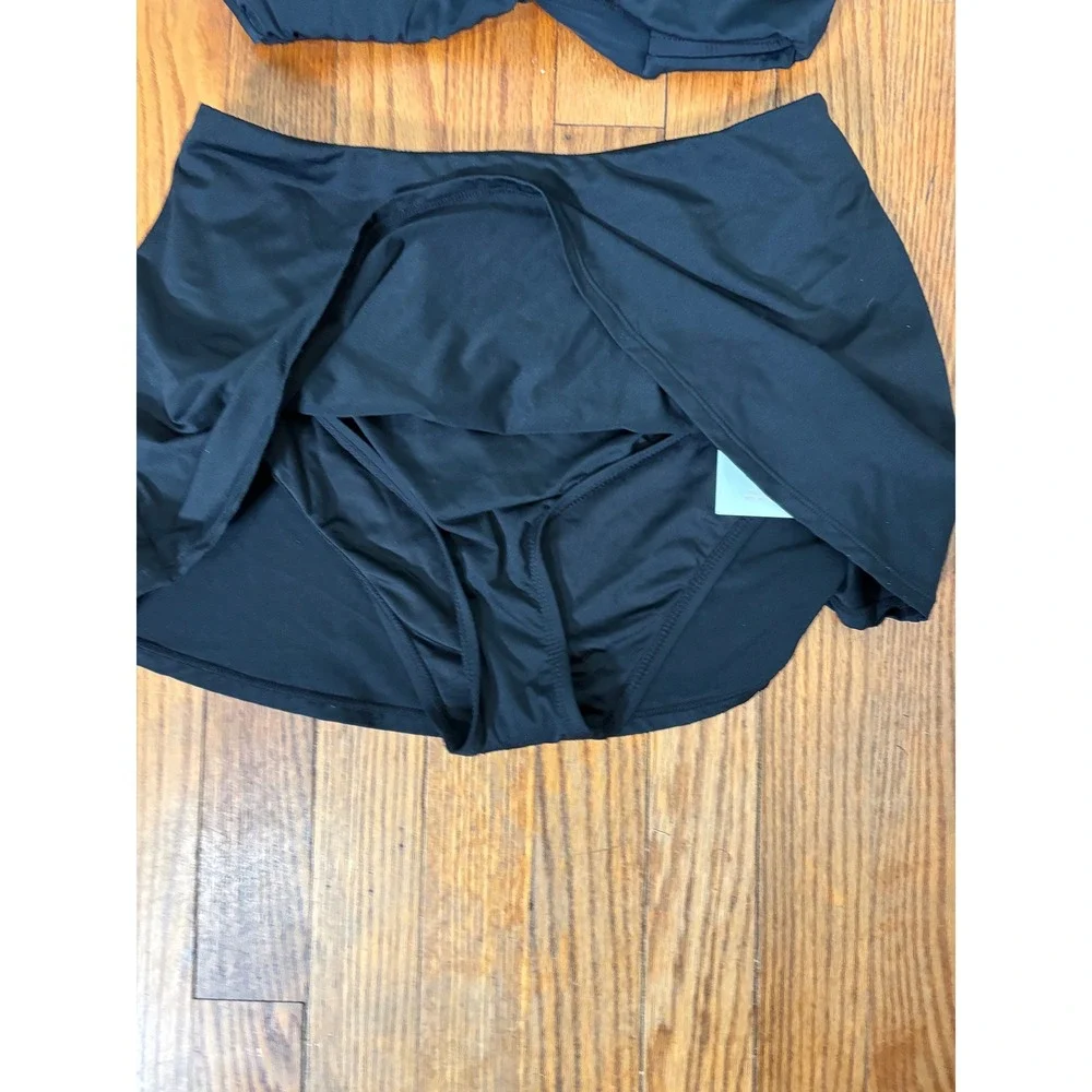 Andie Bikini Set Barbados Top Skirt Bottom Black size S NWT‎